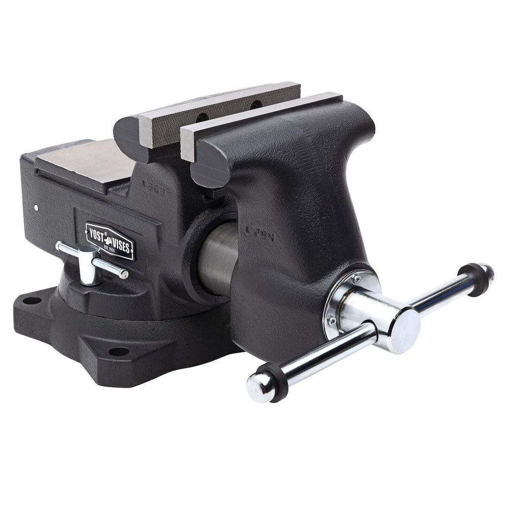 Yost HD650-C Heavy Duty 6-1/2 Inch Mechanics Work Bench Vise | Heavy Duty Woodworking & Metal Work Table with Secure Grip Swivel Base | 60,000 PSI Casting Iron Material with Extra-large Anvil Surface