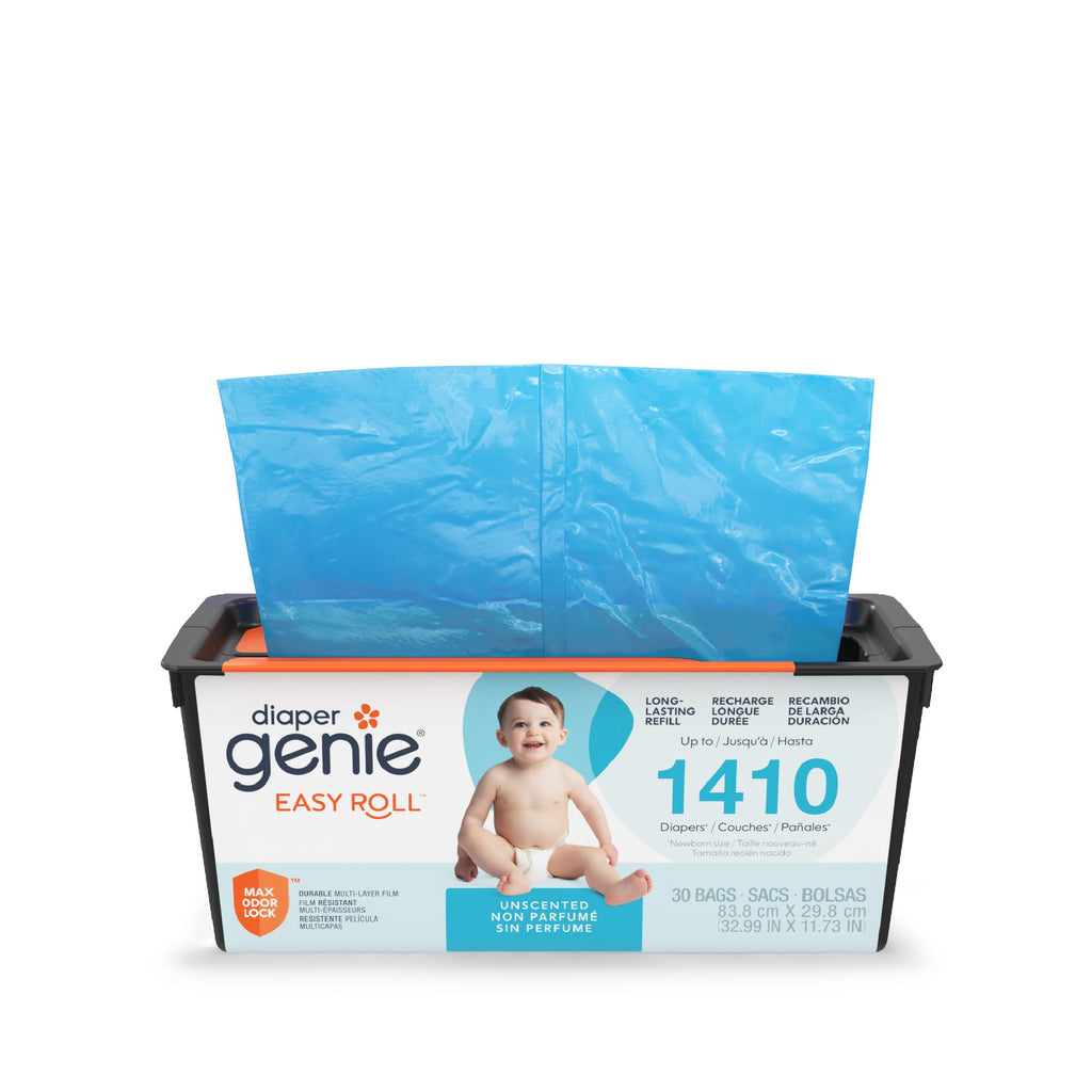 Diaper Genie Easy Roll Refill | 30 Bags Per Refill | Holds Up to 1410 Newborn Diapers | Odor Control | Diaper Pail Refill Bags | Fits Diaper Genie Signature & Platinum Pails