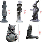 lycss 5 Pack Resin Whimsical Fairy Garden Statue Set