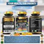 Tenmido Colostrum Supplement - 10in1 Formula - Combine with L- Glutamine, Turmeric, Cayenne Pepper, Apple Pectin, Probiotics, Ginger, and More - Digestive Health, Immune Support - 120 Capsules
