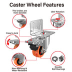 ASHGOOB 2" L-Shaped Caster Wheels Set of 4, Side Mount Swivel Casters
