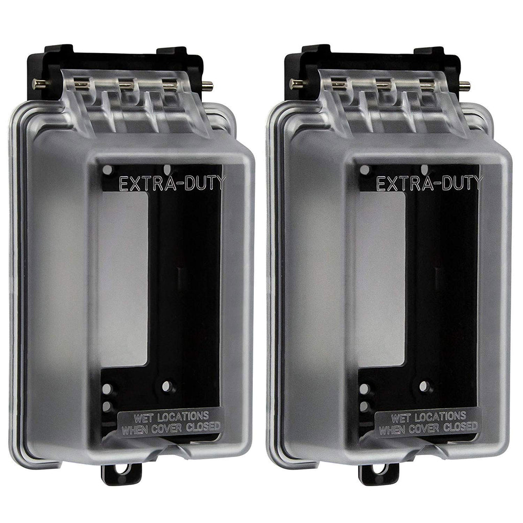 ENERLITES Outdoor Outlet Cover Extra-Duty in-Use Weatherproof Outdoor Decorator/GFCI Receptacle Outlets, Weatherproof Enclosure, 1-Gang 6.1”H x 3.4”W x 2.8”D, Clear Cover, IUC1V-D-2PCS, 2 Count