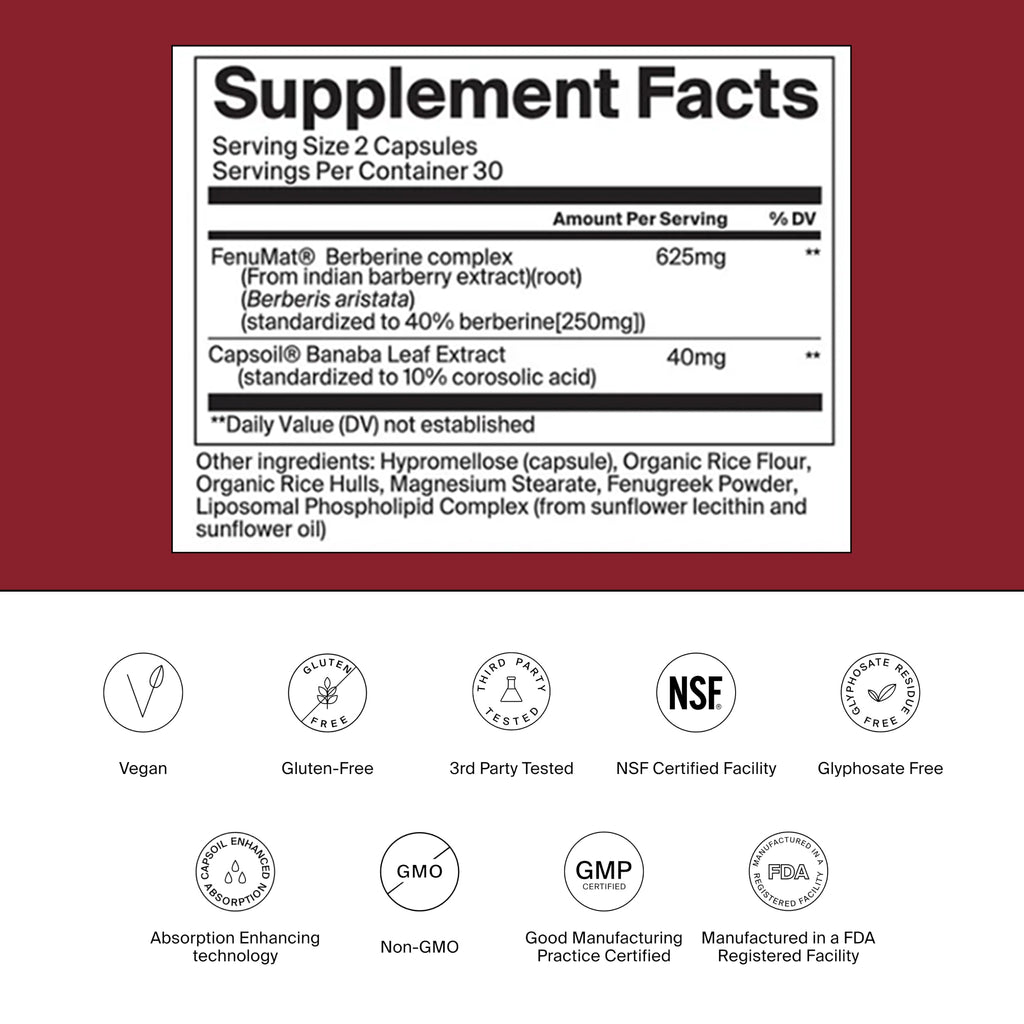 The Absorption Company Berberine Supplement, 60 Capsules, Enhanced Absorption Formula, FenuMat & Capsoil Technology, Third-Party Tested