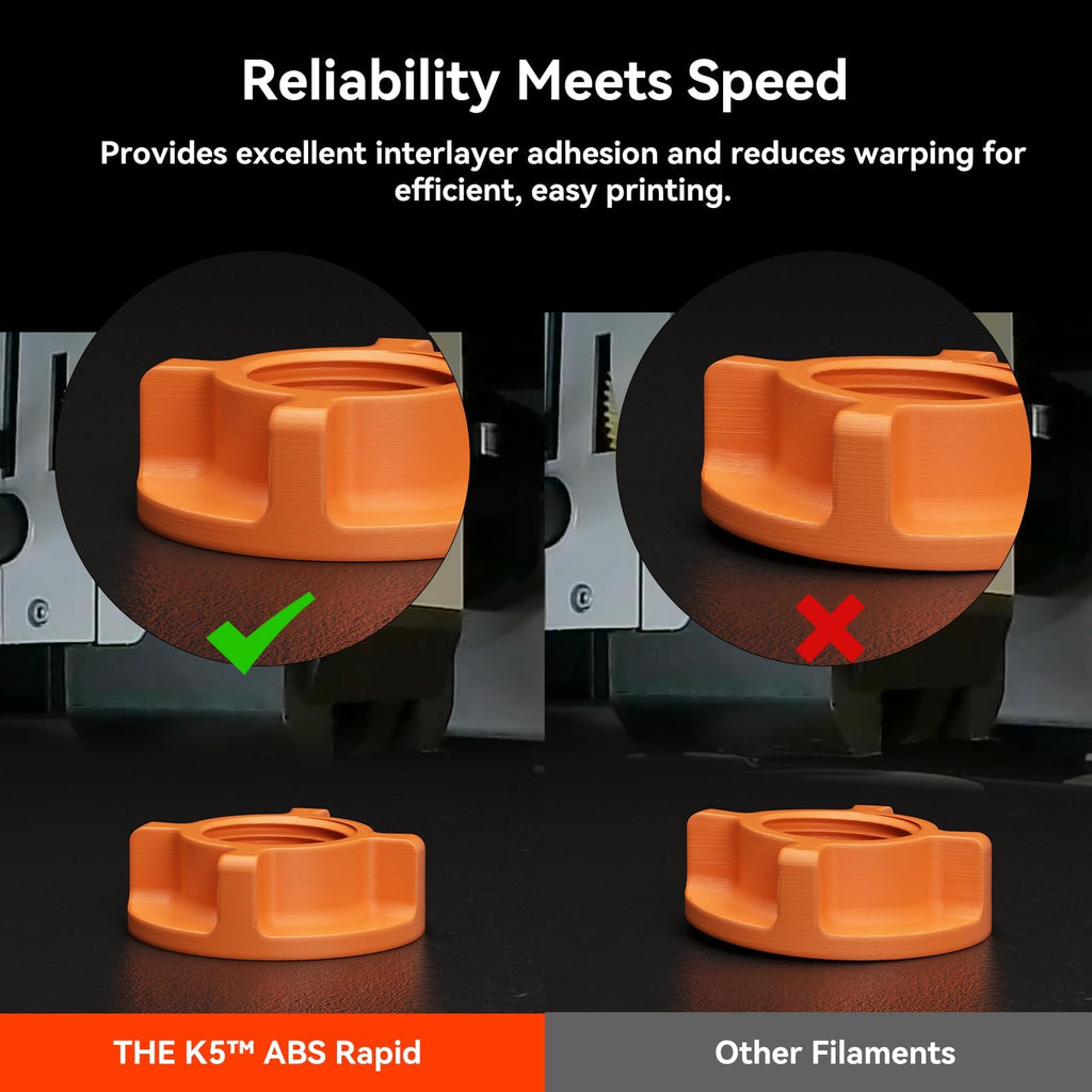 Kexcelled High Speed ABS Filament 1.75mm,500mm/s Rapid Orange ABS 3D Printer Filament for Fast Printing,Heat Resistant Highly Resistant Durable 1KG Spool (2.2 LBS)