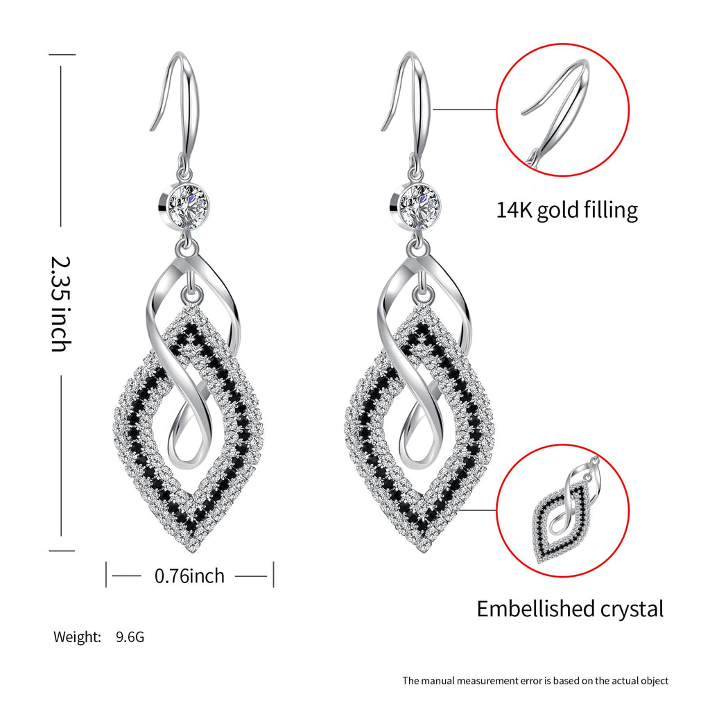 Bohemian Long Drop Dangle Earrings for Women, Chic Boho CZ Wedding Jewelry