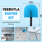 26FT Reach Cobweb Duster with Extension Pole - Spider Web Brush for Cleaning with 5-20FT 4-Section Flip-Lock Telescopic Pole, Effortlessly Cleans High Indoor & Outdoor Webs