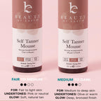 Self Tanner Tanning Mousse Kit - USA Made with Natural & Organic Ingredients, Tan Kit with Kabuki Brush & Mitt, Tanning Foam for Fake Tan, Non Toxic Sunless Tanner, Self Tanners Best Sellers