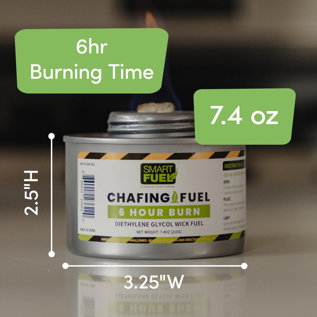 Smart Fuel 6-Hour Chafing Fuel Cans - Canned Heat Fuel for Chafing Dishes, Food Warmers, Buffet Warmers, Gel Fuel, Chafer Fuel, 6 Hour Fuel - 7.4 oz, 24-Pack