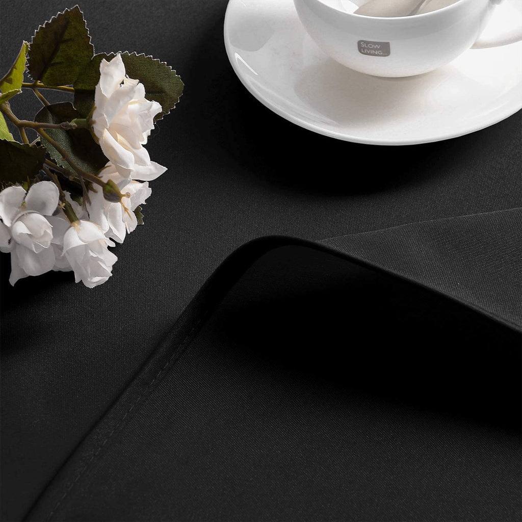 Hiasan Black Round Tablecloth 70 Inch - Waterproof Stain Resistant Spillproof Fabric Washable Table Cloth for Dining Room Kitchen Party