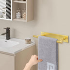 NearMoon Self Adhesive Hand Towel Holder/Towel Ring, Stainless Steel Hand Towel Bar Rustproof Stick on Wall-Towel Rack for Bathroom/Kitchen, 9 Inch Round Adhesive and Wall Mounted (Brushed Gold)