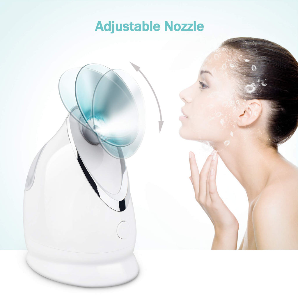 Facial Steamer EZBASICS Ionic Face Steamer for Home Facial, Warm Mist Humidifier Atomizer for Face Sauna Spa Sinuses Moisturizing, Unclogs Pores, Bonus Stainless Steel Skin Kit Blue
