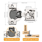Chibery 10 Pack 1/2" Overlay Concealed Soft Close Hinge for Face Frame Door, Self Closing Hidden Hinge with 3 Way Adjustability, Satin Brushed Nickel 105 Degree Open Angle for Kitchen Storage Cabinet