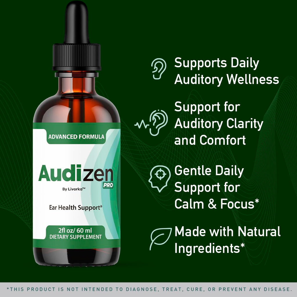 (2 Pack) Audizen Pro - Original Audizen Pro Drops for Healthy Ringing Ear, Support Oral Supplement Drop All Natural Clean Liquid Formula Auditory Wellness and Inner Ear Balance, 2 Bottles for 2 Months