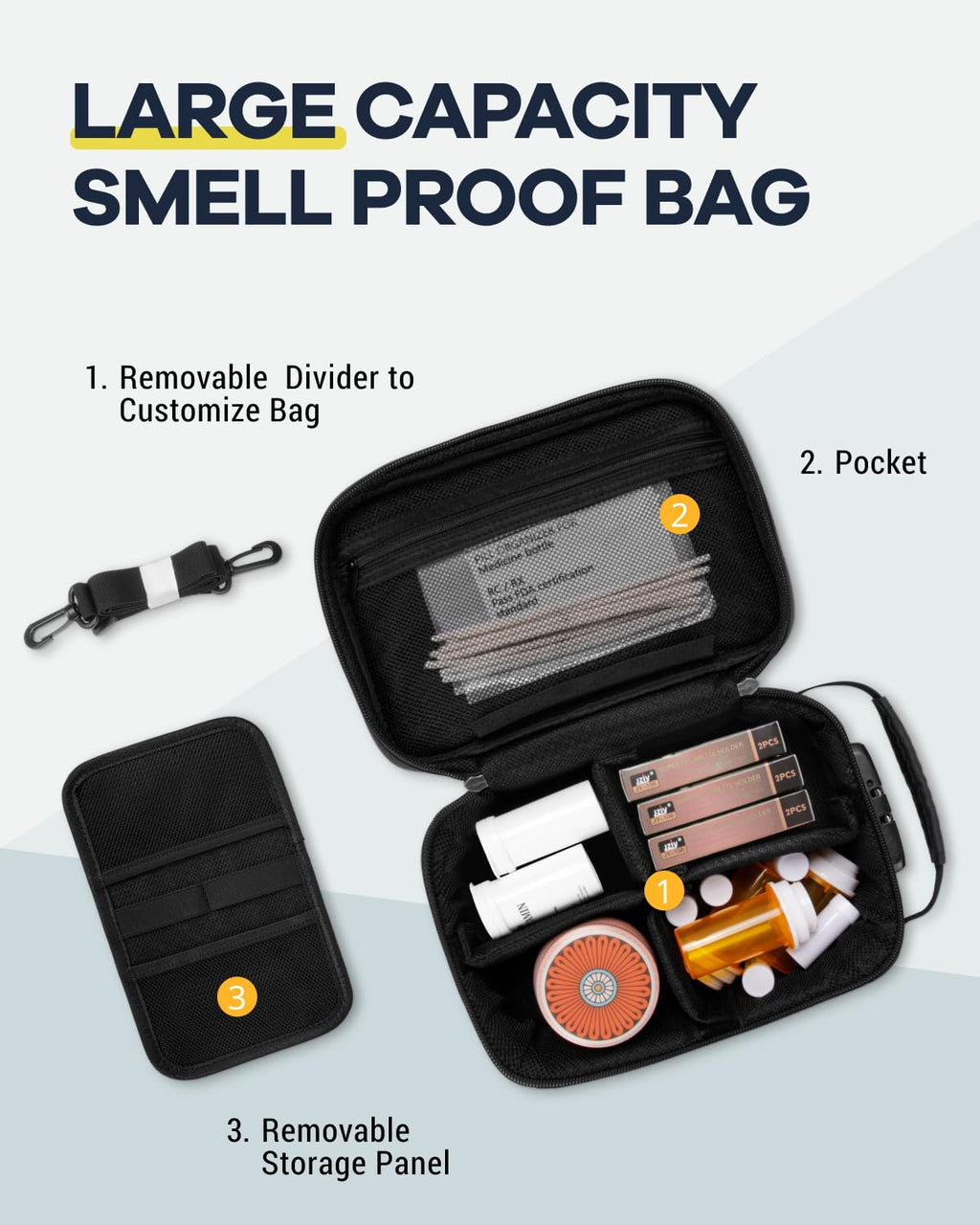 HOMEAL Smell Proof Bag with Combination –Lockable Discreet Carbon Odor Control for Home Car, Hotel & Flight – Secure Privacy Storage, Daily Travel Carry