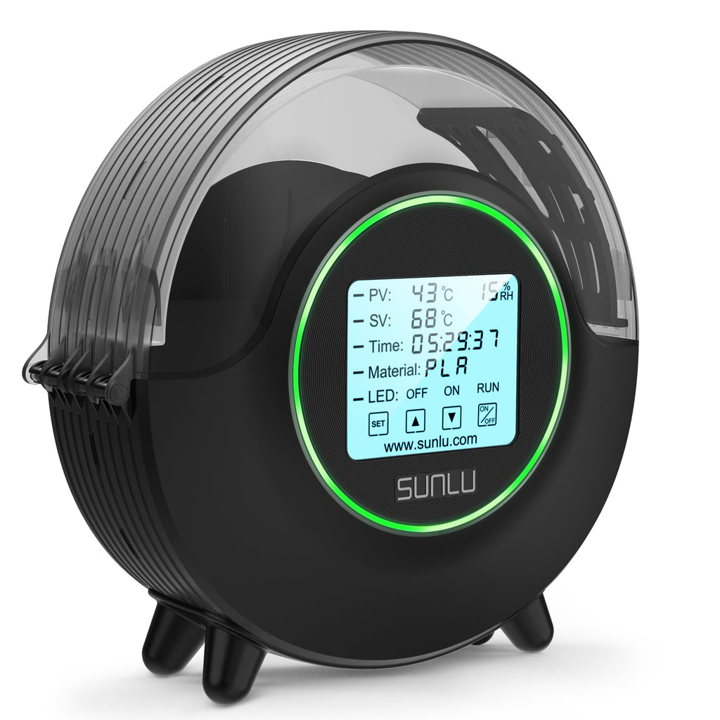 SUNLU Official Filament Dryer S2, Upgraded 3D Filament Dryer with 360°Heating Fan, Filament Dehydrator, One-Key Set with 4.6" Touch Sreen, Compatible with 1.75 2.85 3.00mm PLA PETG ABS Filament, Black