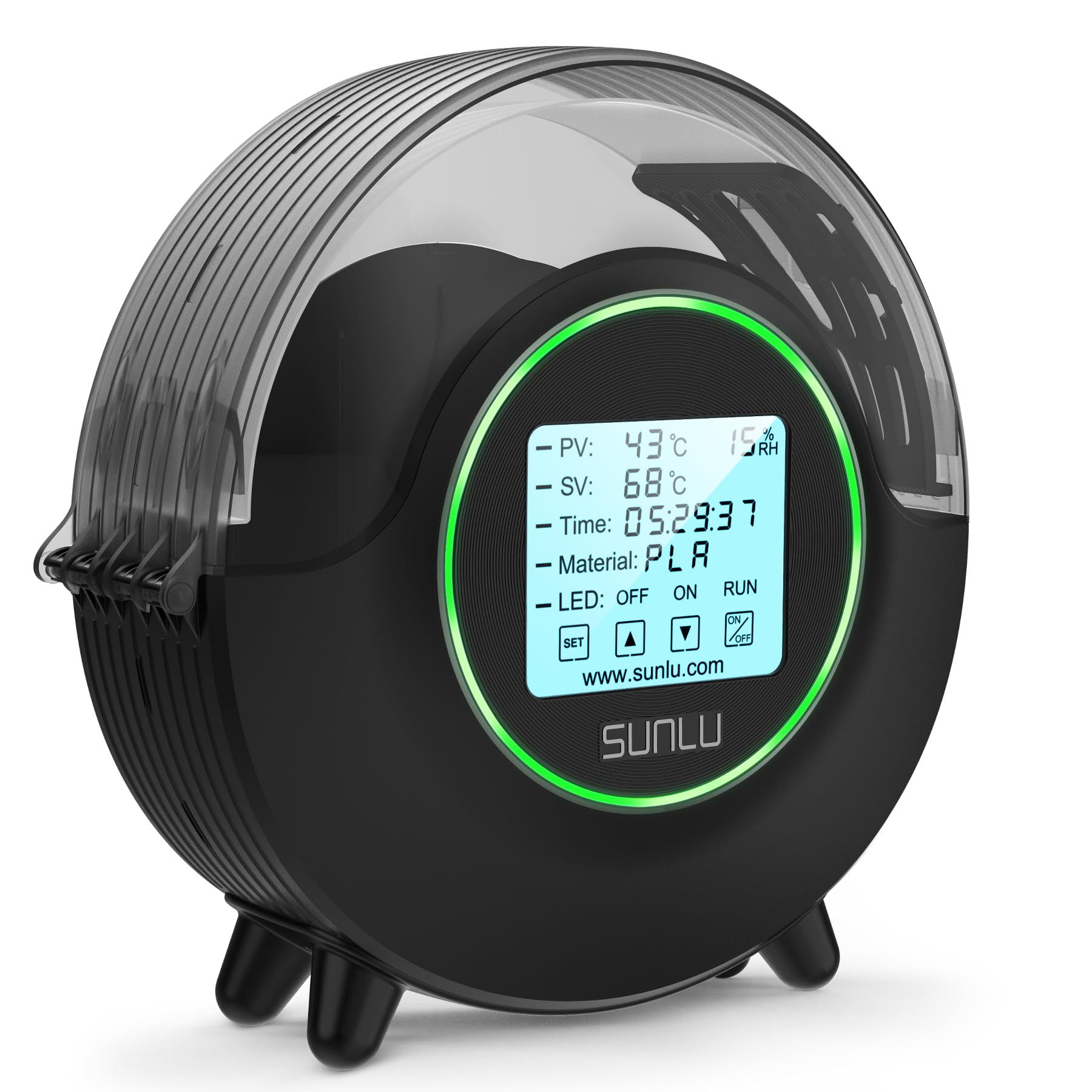 SUNLU Official Filament Dryer S2, Upgraded 3D Filament Dryer with 360°Heating Fan, Filament Dehydrator, One-Key Set with 4.6" Touch Sreen, Compatible with 1.75 2.85 3.00mm PLA PETG ABS Filament, Black