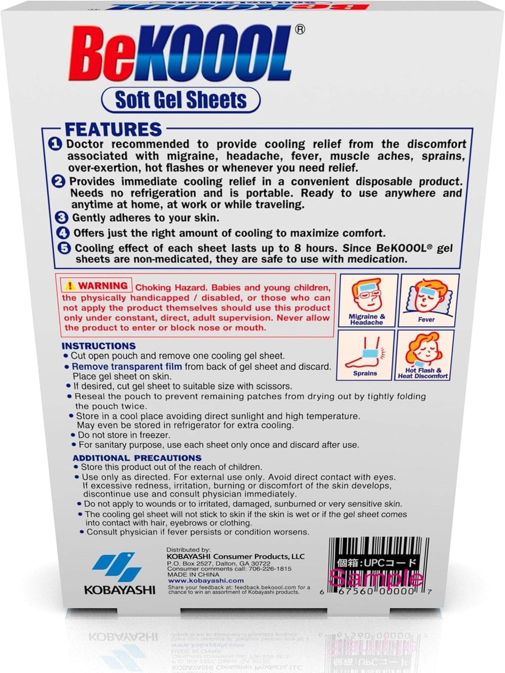 BeKOOOL Migraine Gel Sheets - 4 Count - Pack of 2