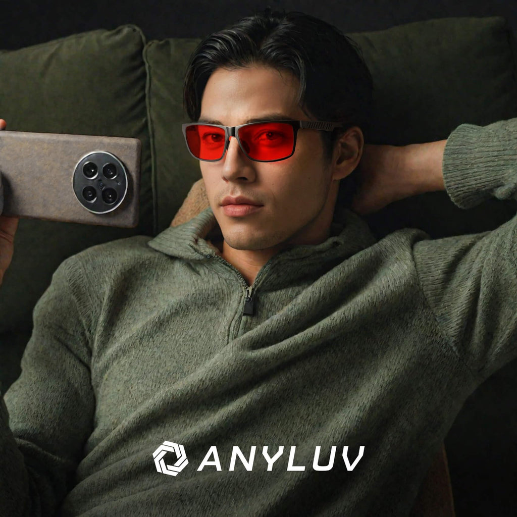 ANYLUV Blue Light Blocking Glasses Men Computer Gaming Glasses Lightweight Al-Mg Metal Anti Eyestrain Eye Protection