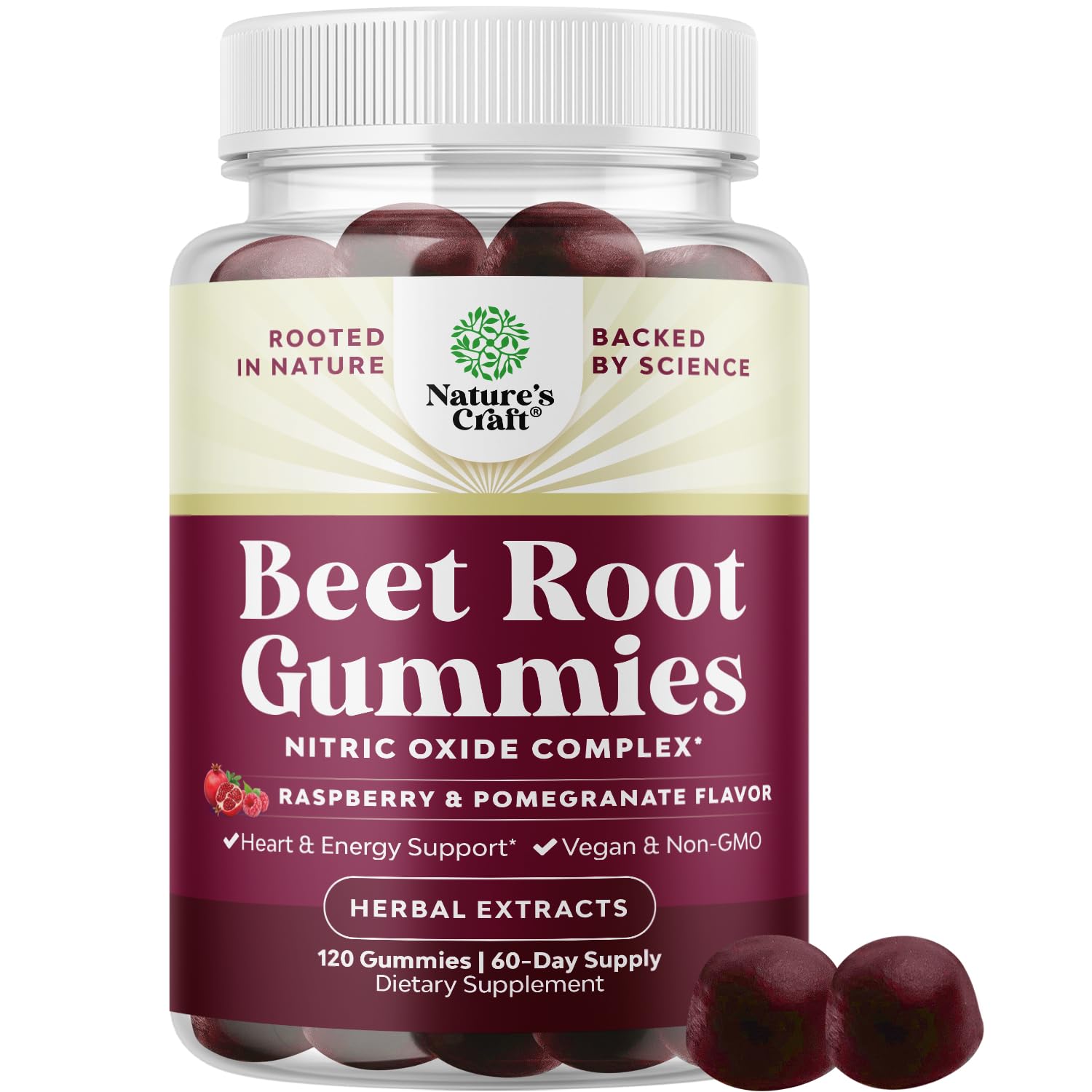 Flow Boosting Beet Root Gummies - Invigorating Beet Gummies for Adults Nitric Oxide Energy & Heart Health Support with Grapeseed Pomegranate & Vitamin B12 - Vegan Non-GMO & Gluten Free - 120 Count