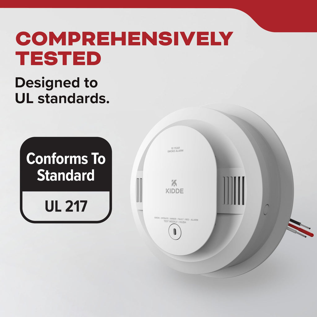 Kidde Smoke Detector, Hardwired with 10-Year Battery Backup, Interconnectable, LED Status Lights, 85 dB Alarm, 5-inches, 20SA10, 3 Pack