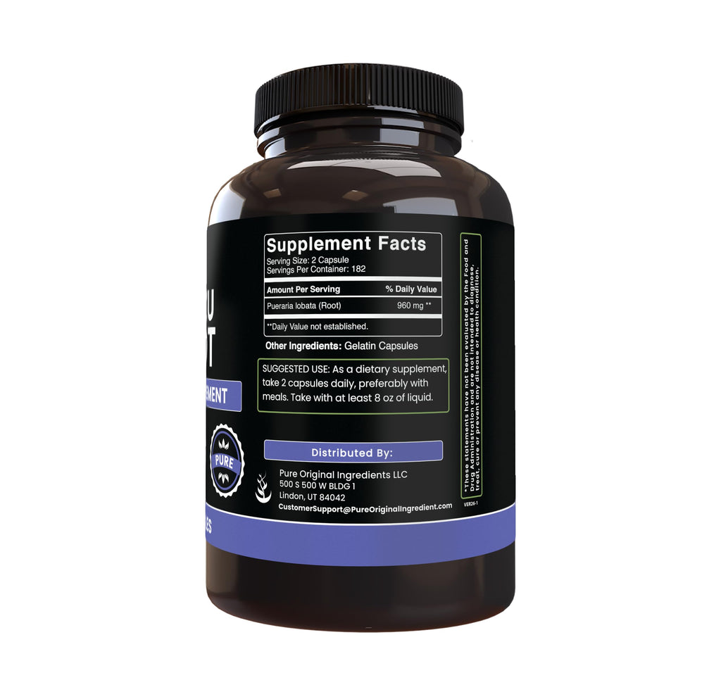 PURE ORIGINAL INGREDIENTS Kudzu Root (365 Capsules), No Magnesium Or Rice Fillers, Always Pure, Lab Verified