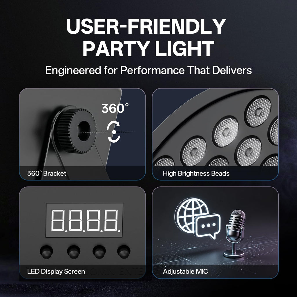 U`King 36 LED RGB Stage Par Lights by Remote DMX Control 2pack