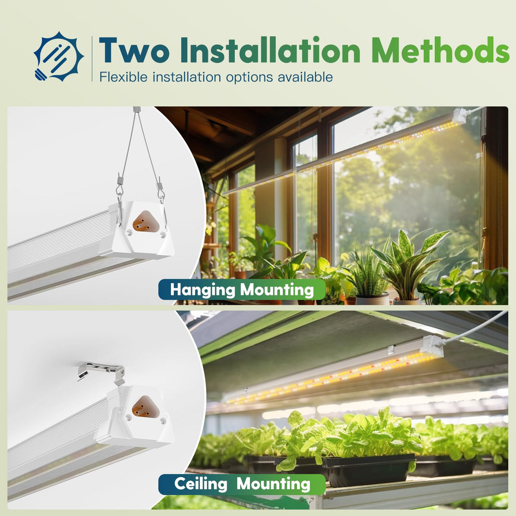 FREELICHT 2Pack 4FT Grow Light for Indoor Plants, 40W=250W, Full Spectrum