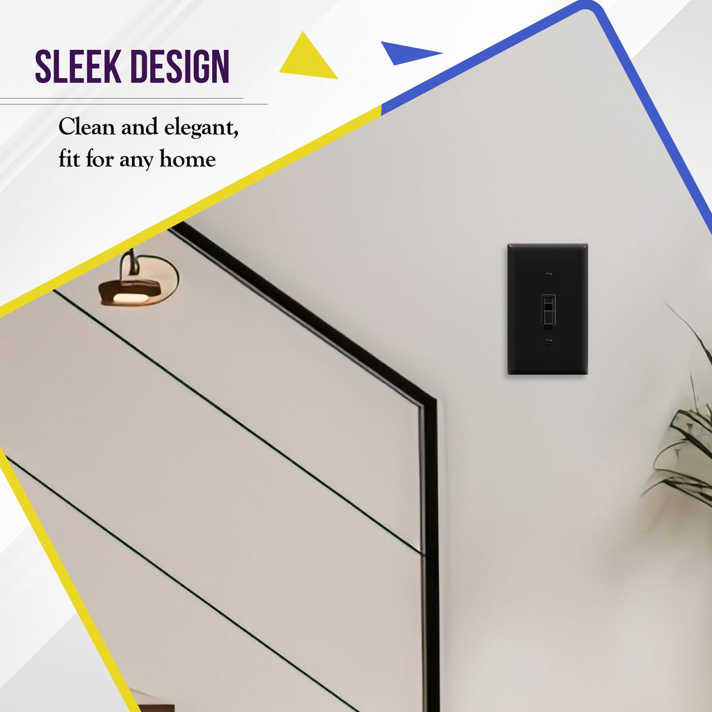 ENERLITES Toggle Light Switch Wall Plate, Gloss Finish, Standard Size 1-Gang 4.50" x 2.76", Unbreakable Polycarbonate Thermoplastic, 8811-BK-20PCS, Black (20 Pack)