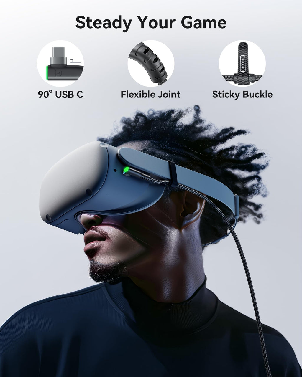 INIU Link Cable, [16FT 5m] VR Cable USB 3.0 High Speed Type C Charger Cable Fast Charging While Playing,USB to USB C Cable for Meta Oculus Quest 3S 3 2 Pico 4 Accessories and Gaming PC Steam VR
