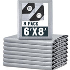 GliCraft 8 Pack Silver Tarps 6 x 8 ft, 5.5 Mil Waterproof Reflective Tarps, UV Resistant Sun Shade Tarp, Heavy Duty Roof Tarp for Roof Protection, Boat Cover, Rv Cover, Cars, Patio Furniture, Camping