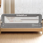 GrowthFun Foldable Bed Rail for Toddlers, 71in Reinforced Carbon Steel Frame&Connectors, Breathable Cationic Fabric - Safety Toddler Bed Rails for Queen, King, Twin, Full, No-Tool Setup.