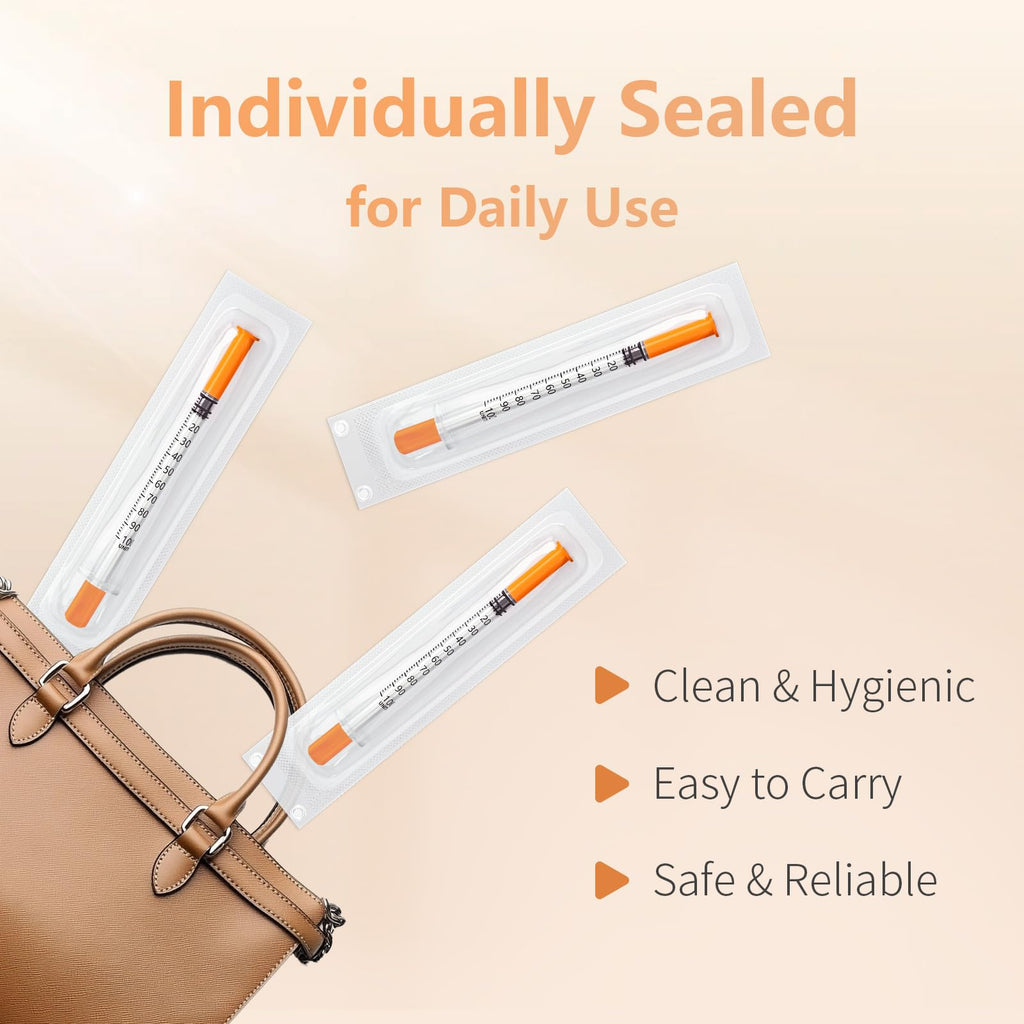 0.5ml Syringe 31G 5/16" 8mm, Lab Tools Individually Wrapped 100 Pack