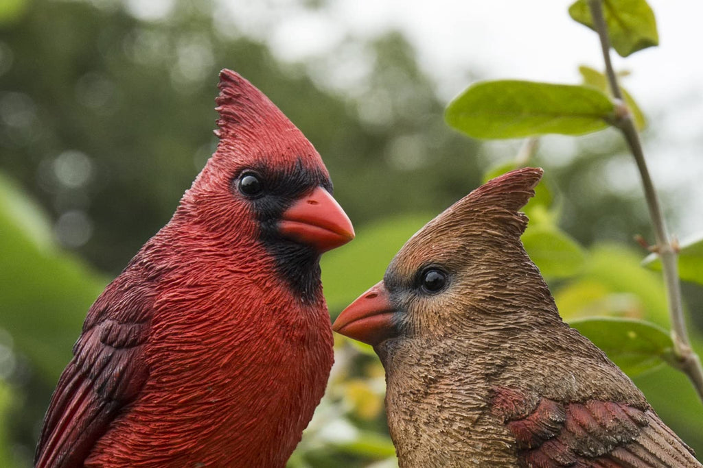 HI-LINE Gift Cardinal Couple on Stump Garden Statue, Multicolor