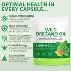 Cacukn Oil of Oregano Capsules with Black Seed Oil, 6000mg Oregano Oil & 200mg Black Seed Oil per Serving, Immune Support, Non-GMO, Gluten Free, 240 Softgels