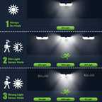 TECKNET 4200LM 416 LED Solar Lights Outdoor IP66 Waterproof,Solar Motion Lights Outdoor with 300° Angle & 3 Lighting Modes,Solar Outdoor Lights for Patio Yard Deck Front Garden Garage- 4 Pack