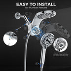Newfinde High Pressure Rain Shower Head with Handheld Spray Combo: Detachable Dual Shower Head with 10 Sprays Modes - Upgrade Knob Spray Mode Selector and Magnetic Guidance Docking System