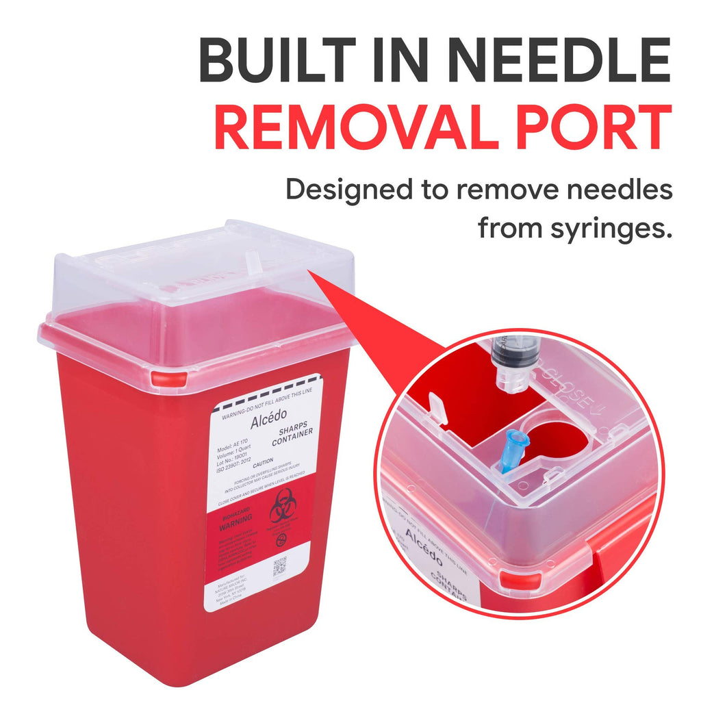 Alcedo Sharps Container 1 Quart (3-Pack) for Home Use & Travel Disposal