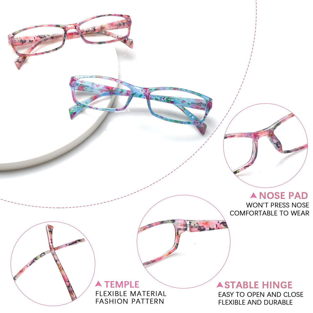 VIDEBLA Computer Reading Glasses Men and Women Anti Eyestrain Blue Light Blocking Glasses for Reading (6 Pack Mix, 2.50, x)