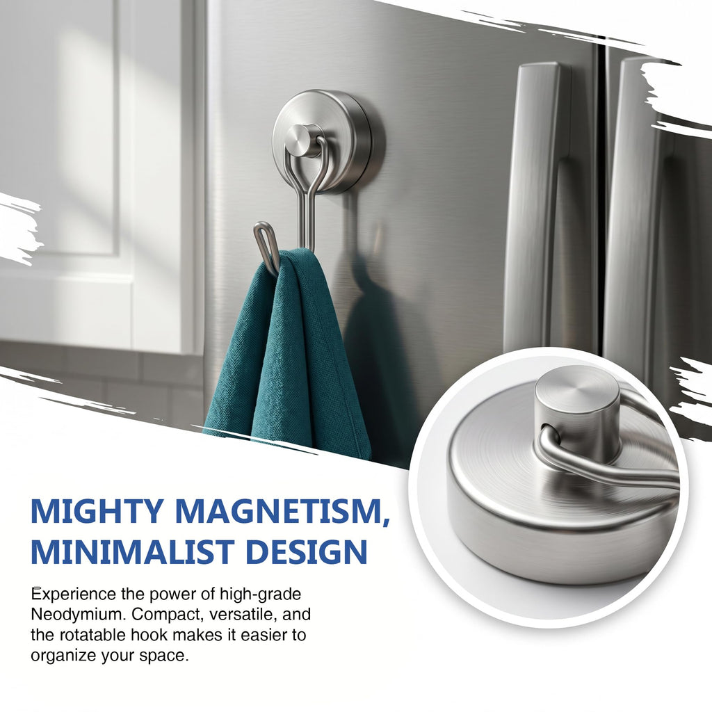 Tiergrade Mixed Sizes Magnetic Hooks, 2026 Cruise Cabin Ship Essentials Heavy Duty Strong Magnets Fridge Hanging for Classroom Kitchen Garage Grills Home, 10 Pack Silver (Medium 4 + Large 2 + Max 4)