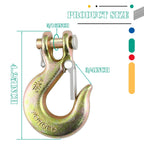 5/16" Clevis Slip Hook with Safety Latch, 4 Pack Heavy Duty Clevis Chain Hook for 5/16" Grade 70 Transport Chain, 14000LBS Capacity for Heavy Load