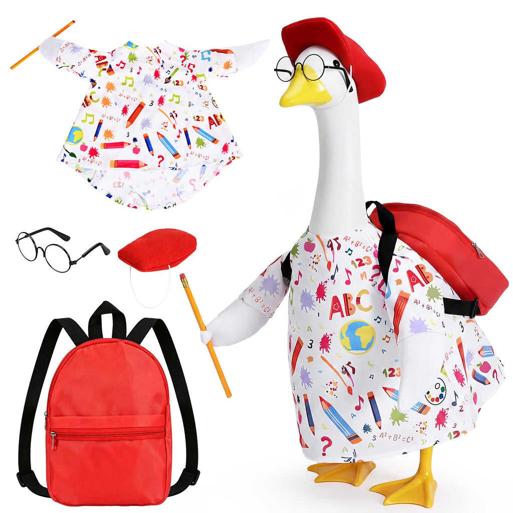 Hodola Back to School Porch Goose Outfit with Schoolbag for 23" Statue