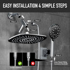 Veken 10'' Rain Shower Head with Handheld, High Pressure Rainfall Showerhead Combo with 5 Handheld Water Spray Modes for Bathroom Accessories, Home Decor, Detachable Dual Shower Heads, Brushed Nickel
