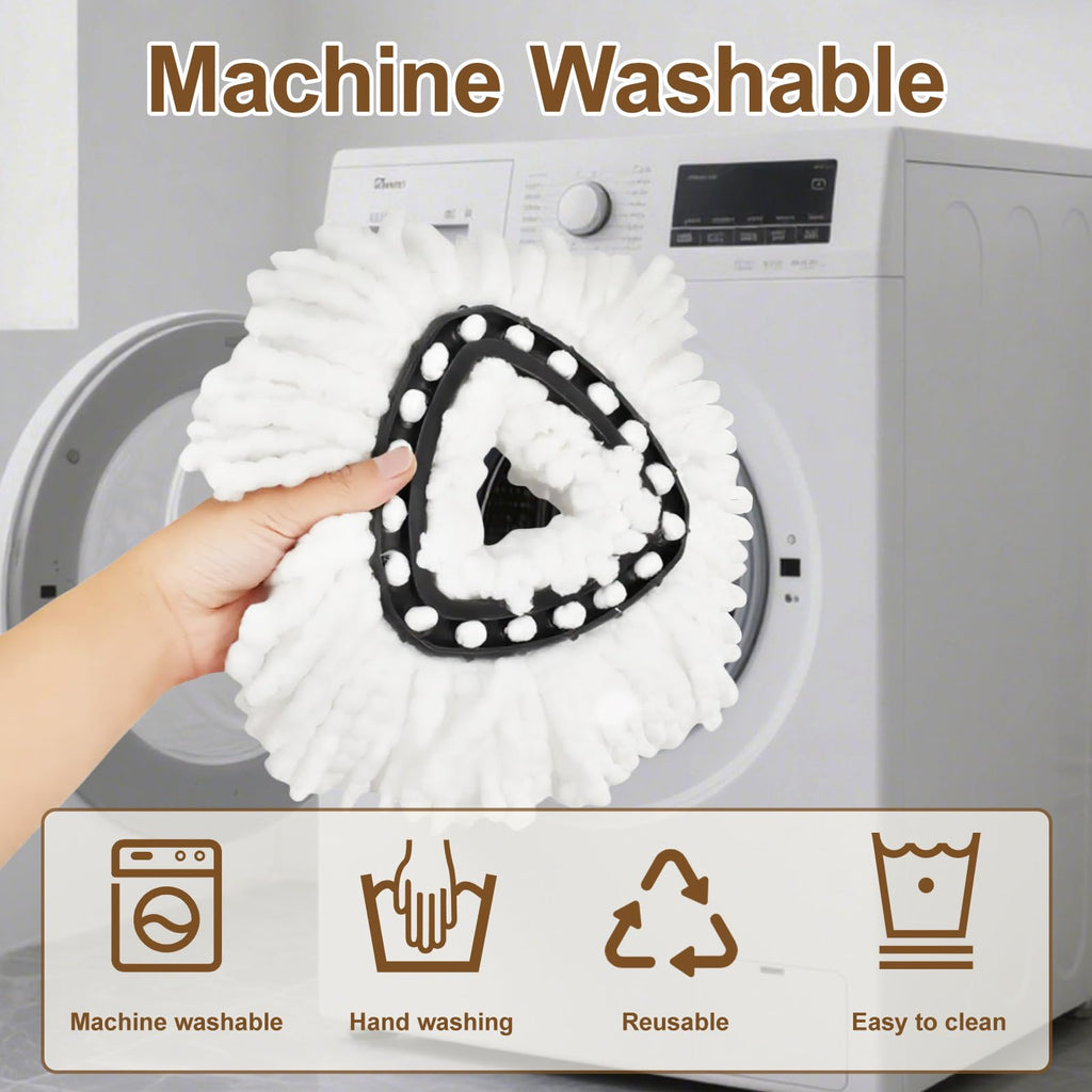 6 Pack Mop Heads Replacement for Ocedar EasyWring 1 Tank Spin Mop System,Include 2 Microfiber Spin Mops Replace Head&2 Chennile Mops Head Machine Washable with Scrubber Mopp Head and Base for Cleaning
