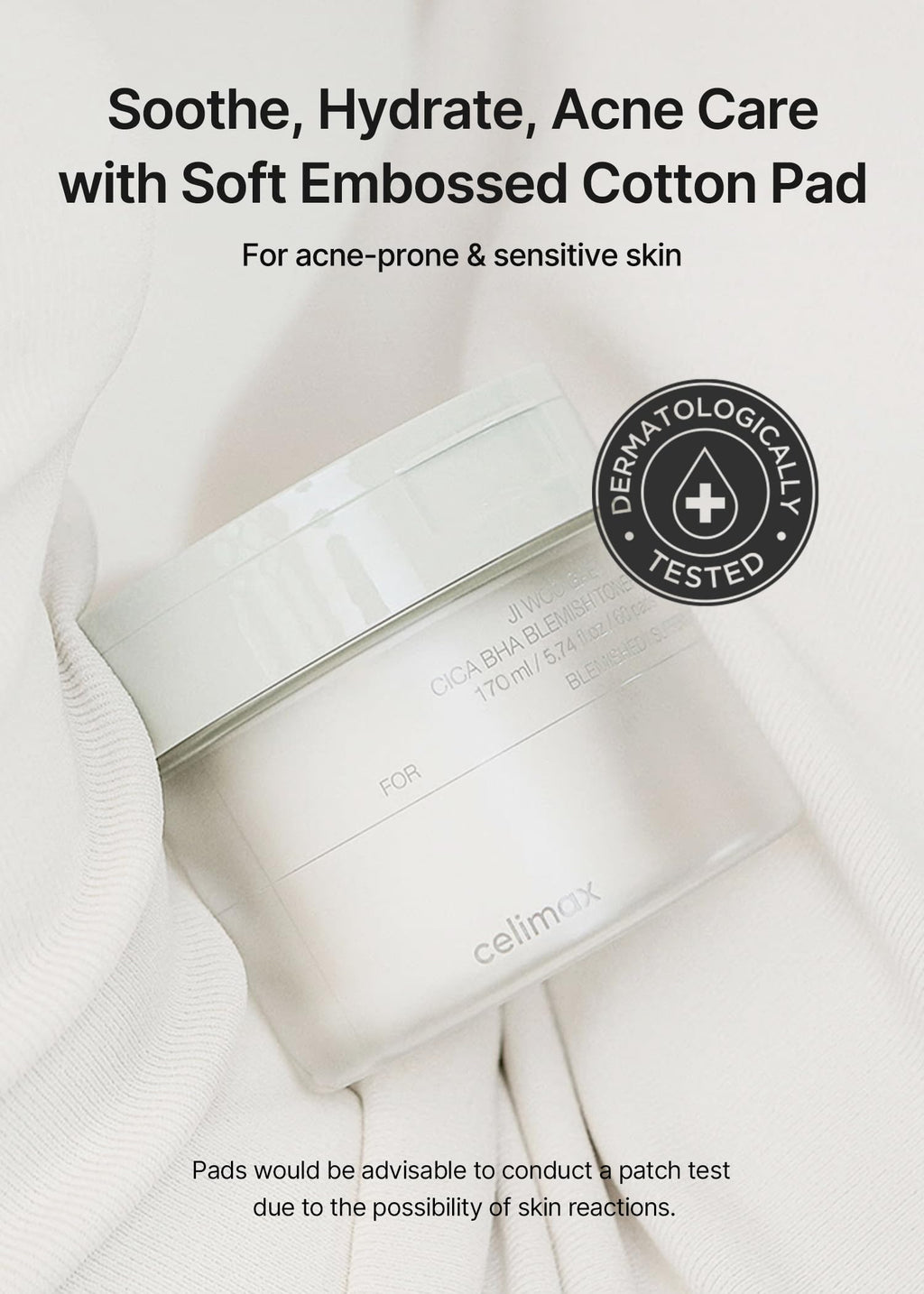celimax Ji.Woo.Gae CICA BHA Blemish Toner Pad | BHA PHA LHA Complex, Centella Asiatica Extract, Hydrating, Moisturizing, Soothing, Reparing, (60 Pads)