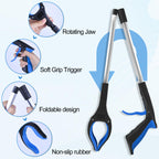 Tottist 2 Pack 32 Inch Commercial Trash Grabber for Elderly Assist, Heavy Duty Lightweight Reacher with Ergonomic Handle & Non-Slip Grip, Multi-Use Outdoor Home Garden Cleanup Mobility Aid Tool