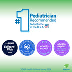 Dr. Brown's Anti-Colic Options+ Narrow Glass Baby Bottle, 4 oz/120 mL, with Level 1 Slow Flow Nipple, BPA-Free, 0m+, 2 Pack