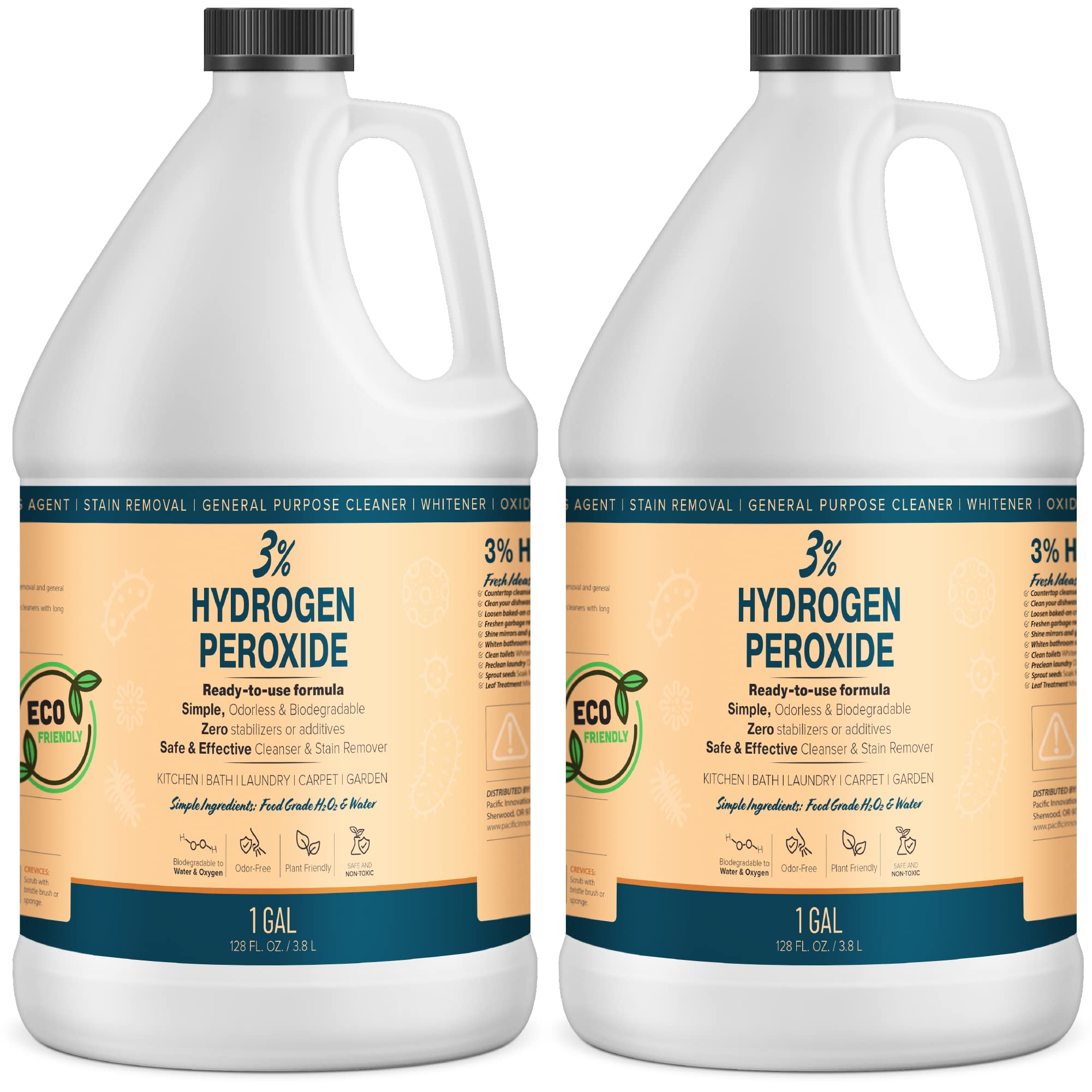 MAXTITE 3% Hydrogen Peroxide Solution - 2 Gallons (Just Food-Grade H2O2 & Water!) - Ecofriendly Natural Cleaning Solution for Kitchen, Bath, Laundry & More - HDPE Jug w/Child-Safe Cap Made in USA