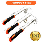 3 in 1 Garden Weeding Tool Set – Manganese Steel Weed Puller, Crack & Crevice Weeder, Ergonomic Scratch Tool for Vegetable Gardening, Lawn Yard Flower Bed Weeding – Heavy Duty Rustproof Hand Tools