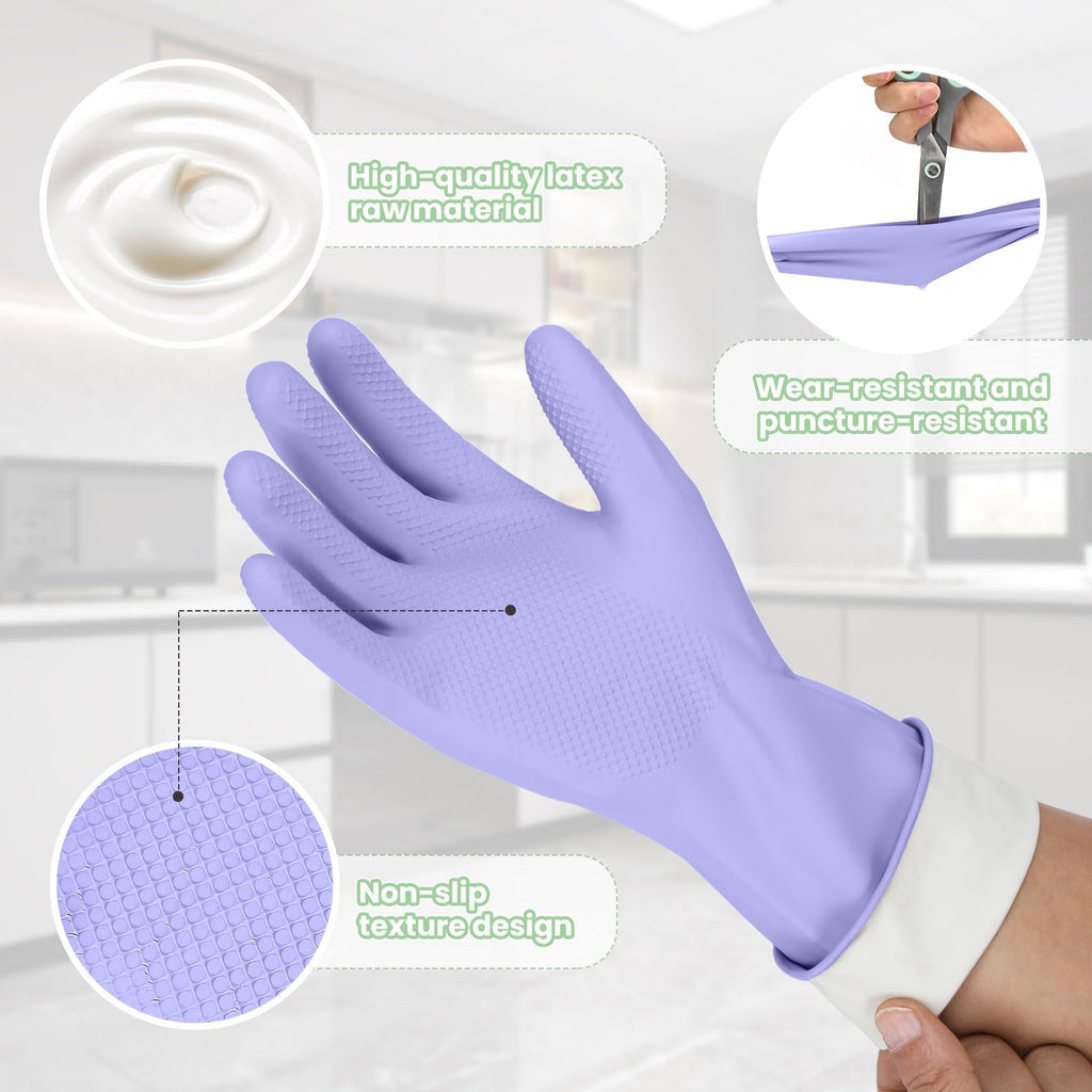 Jsocoah Rubber Kitchen Dishwashing Gloves, 5 Pairs Eusable Cleaning Gloves For Washing Dishes, Bathroom, Pet care, Garden Non-Slip Durable Rubber Gloves For Daily Use (Medium)