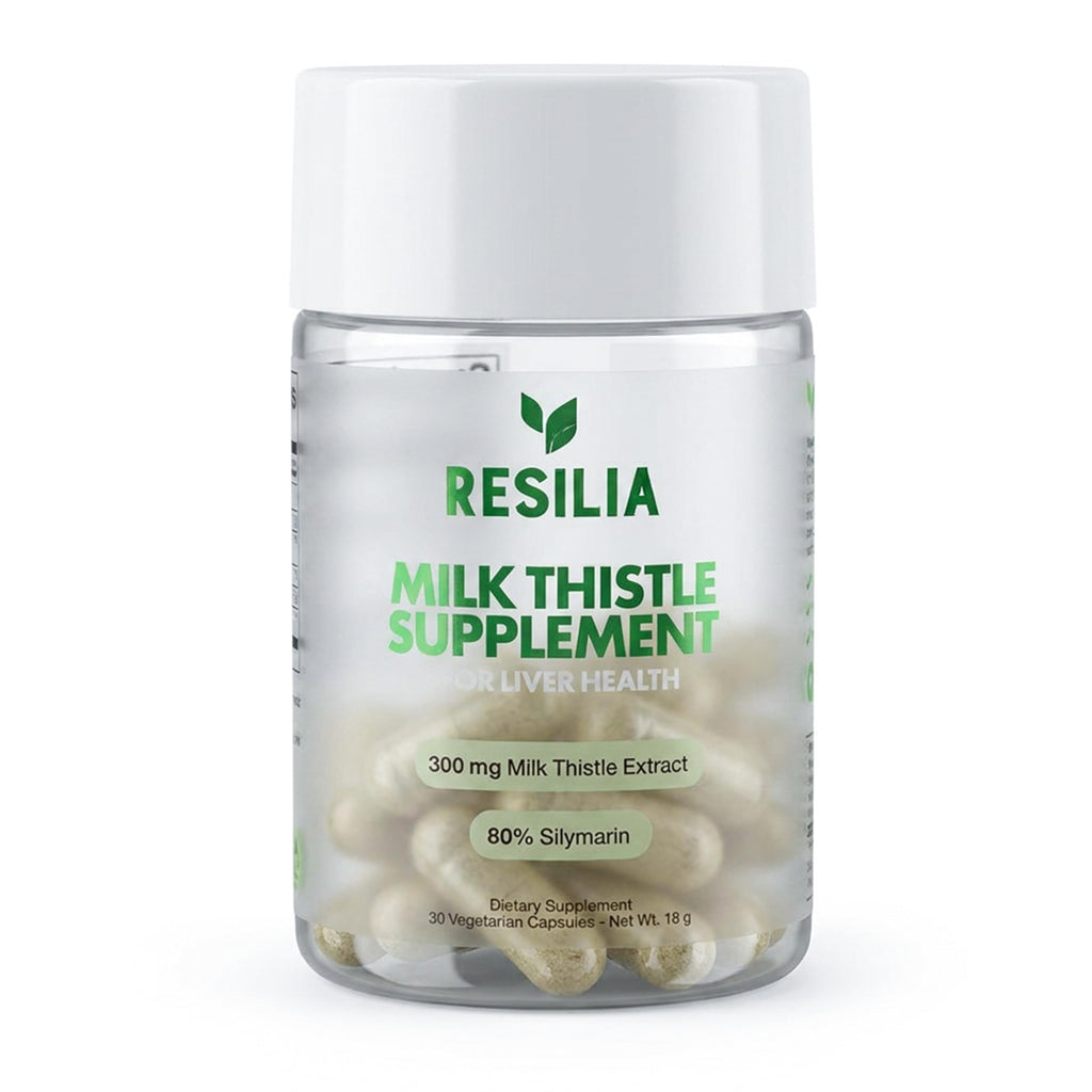 Resilia Milk Thistle Silymarin – 300 mg Supplement with Dandelion, Vitamin C, Inositol, Pueraria Root & Turmeric Extract, Antioxidant-Focused Plant Formula, 30 Vegetarian Capsules